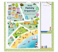 Calendrier familial 2026 à 5 colonnes - Organiseur mural avec liste de courses détachable et bloc-notes - Affichage mensuel - Parfait pour les maisons occupées - Ville