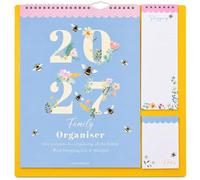 Calendrier familial 2026 à 5 colonnes - Organiseur mural avec liste de courses détachable et bloc-notes - Affichage mensuel - Parfait pour les maisons occupées - Abeille