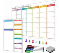 Calendrier familial coloré - Tableau effaçable - Tableau d'affichage - Agenda parental - Dos magnétique - Format A4 ou A3 - Crayons de couleur pour tous