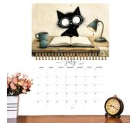 Calendrier hebdomadaire à spirales 12 mois Motif chat | Calendrier mural de bureau pour la maison, le bureau, le salon, le dortoir, la cuisine, l'école, les femmes, les hommes