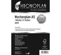 Calendrier hebdomadaire Chronoplan (version allemande) 1 semaine/2 pages (lignés) a5 weiß