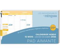Calendrier hebdomadaire janvier-décembre 2026 - Pad aimanté avec stylo 4 couleurs - Collectif - Editions 365 - broché - Calendrier