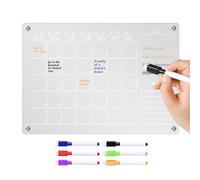 Calendrier hebdomadaire magnétique - Tableau de notes effaçable - Feuille de planification mensuelle - 40 cm x 30 cm - Tableau blanc en acrylique transparent pour réfrigérateur, réfrigérateur de