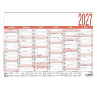 Calendrier journalier A4 2027 : grand calendrier de bureau 29,7 x 21 cm | Grand calendrier de bureau 29,7 x 21 cm avec 6 mois par page, compteur journalier et hebdomadaire, aperçu des vacances
