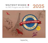 Calendrier KUNTH 2025 avec 365 questions sur le monde - Calendrier effaçable 365 jours - Inspiration quotidienne en image et texte - Calendrier à suspendre ou à poser.