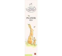 Calendrier long 2024 avec inscription « Weißt Du eigentlich, wie lieb ich Dich hab » Calendrier mural pratique avec des motifs joliment illustrés. Calendrier à rayures pour écrire