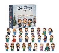 Calendrier Magique Métiers 24 Jours Acrylique 2D | 24 décorations de métiers à collectionner, acrylique 2D, chaîne dorée.Pour sapin, sac, voiture.