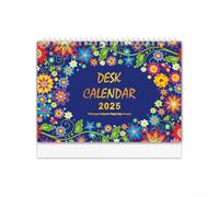 Calendrier mensuel 2025 à spirales Motif fleurs Bleu 185 x 229 mm | Design floral, reliure à double fil, taille 185 x 229 mm, disposition mensuelle, couleurs blanc, bleu, noir