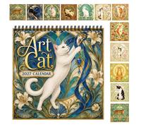 Calendrier Mensuel 2027 Organiseur planificateur mensuel à | Calendrier mural à thème animalier campagnard 20 x 20 cm Pour la salle de nseignant maison Noël et vacances Chat
