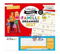 Calendrier Mensuel Compact Famille Organisée - Avec 1 Stylo Et 2 Trombones