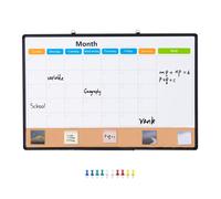 Calendrier Mensuel - DUOKU - Combo Tableau Blanc et Liège - 600x900mm - Cadre Aluminium - 2,0 kg