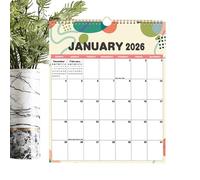 Calendrier mural 2026 - 12 mois - Agenda quotidien - Pour l'école, le bureau, les enfants, les enseignants, les adultes, les femmes, les hommes, le travail, l'étude, la préparation des repas