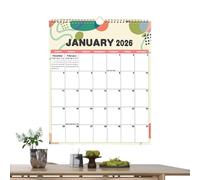 Calendrier mural 2026-12 mois, outil de planification quotidienne, pour l'école, le bureau, la famille, les , les enseignants, les adultes, les femmes, les hommes, le travail, les études, la