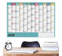 Calendrier mural 2026 - 73,6 x 50,8 cm - Grand carnet de planification avec | Calendrier mural annuel pour la maison, l'école, le nettoyage, les vacances, les fêtes, les anniversaires, les voyages