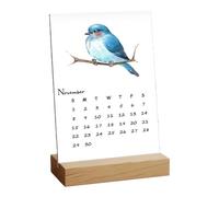 Calendrier mural 2026 avec motif d'oiseaux, planificateur mensuel vertical, agenda à l'aquarelle avec support en bois pour l'organisation, la peinture, les rendez-vous, la planification, le