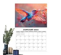 Calendrier mural 2026 | Calendrier mensuel, organisateur d'engagements de janvier 2026 à janvier 2027, planificateur mural pour les amateurs d'oiseaux, pour bureau, maison