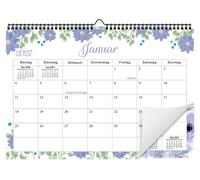 Calendrier mural 2026, format A4 horizontal, calendrier mensuel, aperçu annuel, couleur verte