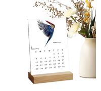 Calendrier mural 2026 motif oiseaux | Aquarelle Art de collection - avec support en bois - Calendrier 2026 pour bureau, maison, famille, Nouvel An, Noël, organisation des rendez-vous