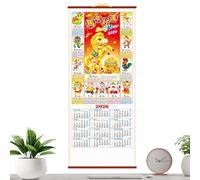 Calendrier mural 2026 - Planificateur mensuel en papier - Calendrier lunaire année du cheval, pour bureau, salle de amille, chambre, dortoir, maison, planification du Nouvel An chinois