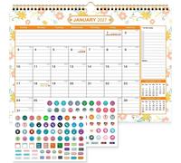 Calendrier mural 2027-2028, format 38x30 cm, 18 mois, motifs floraux