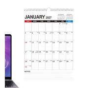 Calendrier mural 2027-2028 Mémo pour noter les tâches avec une section | Calendrier Mensuel Vertical Janvier 2027-Juin 2028 Pour étudiants adultes enseignants étude dortoir chambre salon