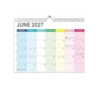 Calendrier mural 2027-2028 sur 18 mois de jours fériés marqués | Calendrier annuel de janvier 2027 à juin 2028 21,5 x 30 cm pour planifier l'organisation de la planification