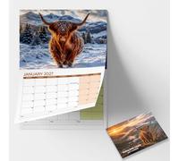 Calendrier mural 2027 à 2012 - Vaches des Highlands écossaises - Superbes images de photographie de bétail des Highlands - Grand planificateur familial mensuel avec jours fériés britanniques | Cadeau