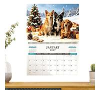 Calendrier mural 2027 avec illustration de chien | Calendrier A4 pour la programmation, l'organisation et la planification au bureau, à l'école et à Aul