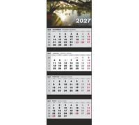 Calendrier mural 2027, calendrier de 4 mois, motif : arbre, dimensions : 30,5 x 84 cm