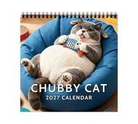 Calendrier mural 2027 Chat potelé - Décor en de mignon de de | Agenda mensuel épais et durable adapté aux bureaux, chambres, écoles, maisons, amoureux des chats, hommes, femmes et