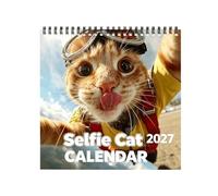 Calendrier mural 2027 en épais avec motif chat - 12 mois - 21 x 21 | Planificateur, organiseur, bureau, cuisine, maison, école, salle de ortoir, étudiant, enseignant, famille, cadeau