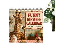 Calendrier mural 2027 Organiseur planificateur mensuel à | Calendrier 12 mois thème animal 20 x 20 cm Pour la salle de nseignant maison Noël et vacances Girafe