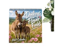 Calendrier mural 2027 Planificateur à Organiseur 12 Mois | Calendrier 12 mois thème animal 20 x 20 cm Pour la salle de nseignant maison Noël et vacances âne
