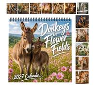 Calendrier mural 2027 Planificateur à Organiseur 12 Mois | Calendrier Mural à Thème Animal 20 x 20 cm Pour la salle de nseignant maison Noël et vacances âne