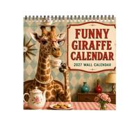 Calendrier mural annuel 2027 Planificateur à Organiseur 12 Mois | Calendrier Mural à Thème Animal 20 x 20 cm Pour la salle de nseignant maison Noël et vacances Girafe