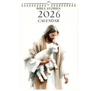 Calendrier mural biblique 2026 - Planificateur religieux et décoration artistique | Calendrier mural illustré de Jésus tenant un mouton pour la maison, le bureau, les hommes, les femmes et les