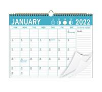 Calendrier Mural-Calendrier Mensuel 2022, Calendrier Avec Liaison À Double Fil, Calendrier Mural Avec Blocs D'écriture Et Dates 2022