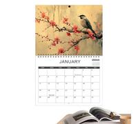Calendrier mural : calendrier mural mensuel avec illustrations de scènes, oiseaux, paysages, chats, chiens, peintures à l'huile et motifs floraux | Planificateur de papier pour la maison et L