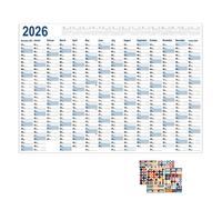 Calendrier mural de 365 jours - Grand calendrier mural 2026 Royaume | Calendriers d'affiches de 365 jours | Grands calendriers de planificateurs créatifs pour la salle