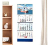 Calendrier mural de bureau - Planificateur mensuel pliable à 4 compartiments avec décoration à suspendre - Calendrier 2026 - Pour salle de ureau, maison, dortoir, restaurant, planification du