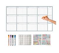 Calendrier mural effaçable à sec - 140 x 86 cm - Agenda mural sans date avec marqueurs et autocollants magnétiques - Calendrier mensuel effaçable pour étudiants, enseignants, travail, Stud