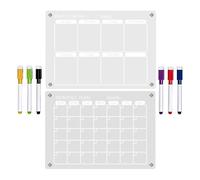 Calendrier mural en acrylique 2 pièces planificateur hebdomadaire et | Calendrier magnétique transparent pour maison, bureau, école, appartement, nourriture, liste de tâches et courses