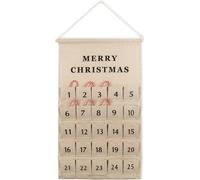 Calendrier mural en tissu à remplir - Pochette en tissu - Sachets cadeaux - Réutilisable - Calendrier de l'Avent (beige)