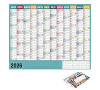 Calendrier Mural Grand Format 2026,Format Large 74 x 51 cm avec Étiquettes de Rappel | Calendrier Mural Annuel | Organisation Maison Sport Voyages Fêtes et Anniversaires