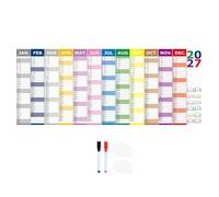 Calendrier mural horizontal 2027 - 12 mois annuel avec stylos et | Calendrier mural horizontal 2027 - Dimensions : 39.3x16.5x0.19 in / 100 x 42 x 0,5 cm - Poids : 270 g - Papier à lettre lisse