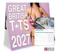 Calendrier mural humoristique 2027 Great British T *ts - Calendrier mural | Cadeau de Père Noël secret pour homme avec images d'oiseaux de jardin, calendrier de blague, cadeau de Noël