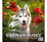 Calendrier mural mensuel 2025-2026 Husky de Sibérie - 30,5 x 61 cm ouvert - Papier épais sans bavure - Cadeau - Calendrier de planification et planification des enseignants - Fabriqué aux États-Unis