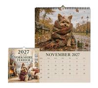 Calendrier mural mensuel 2027 à spirales pour chien | Calendrier vertical 2027 pour la maison, la cuisine, le dortoir, l'appartement, le lieu de travail, l'école