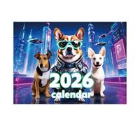 Calendrier mural mensuel pour chiens 2026 sur le thème des animaux, planificateur technologique pour chiens de 12 mois, tableau de programmation suspendu avec section pour notes | Idéal pour
