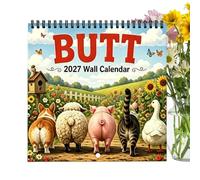 Calendrier Mural Mignon Agenda 12 Mois à Thème de Fesses Drôles d'Animaux | calendrier mural 2027 grilles datées à remplir pour rendez-vous, maison, salle de